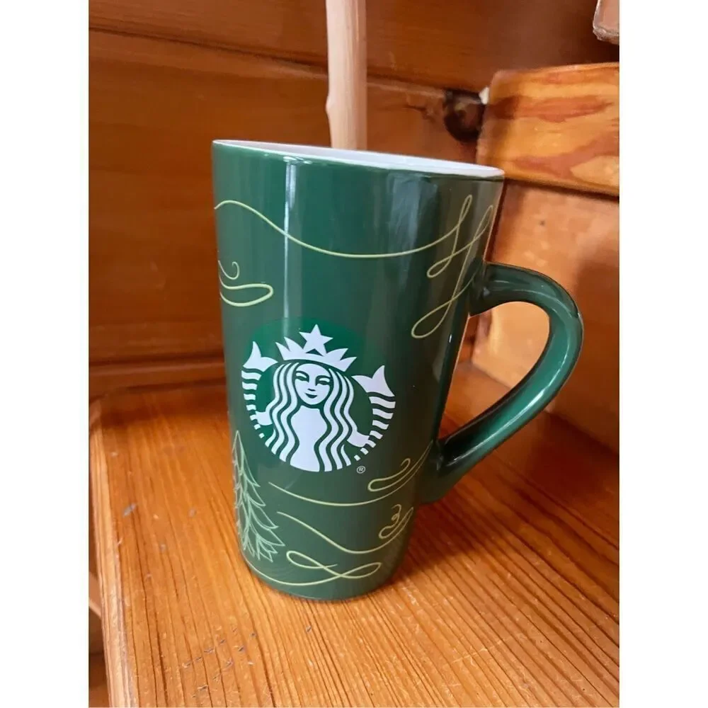Starbucks Hunter Green Tall Ceramic Coffee Tea Mug Cup 16 oz